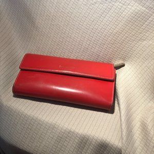 Kate Spade women red coral wallet, metallic linin